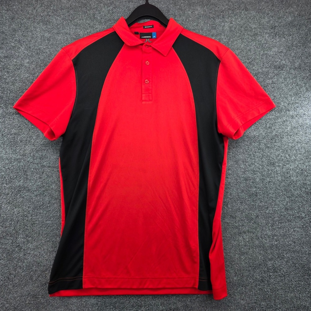 J.Lindeberg‎ Mens Harlow Cool Wave Golf Polo Shirt Red Black L